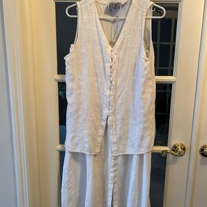 Vintage look, cream button down peasant vest top and long skirt set